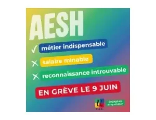 Communiqué : AESH, le gouvernement tourne le dos aux revendications des personnels et à une véritable école inclusive